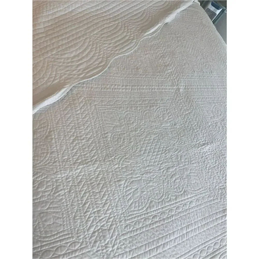 Madison Park White Quilted Comforter King cotton damask